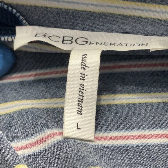 🌟 BCBGeneration Navy Striped Plunge Jumpsuit – Size L - Picture 4 of 4